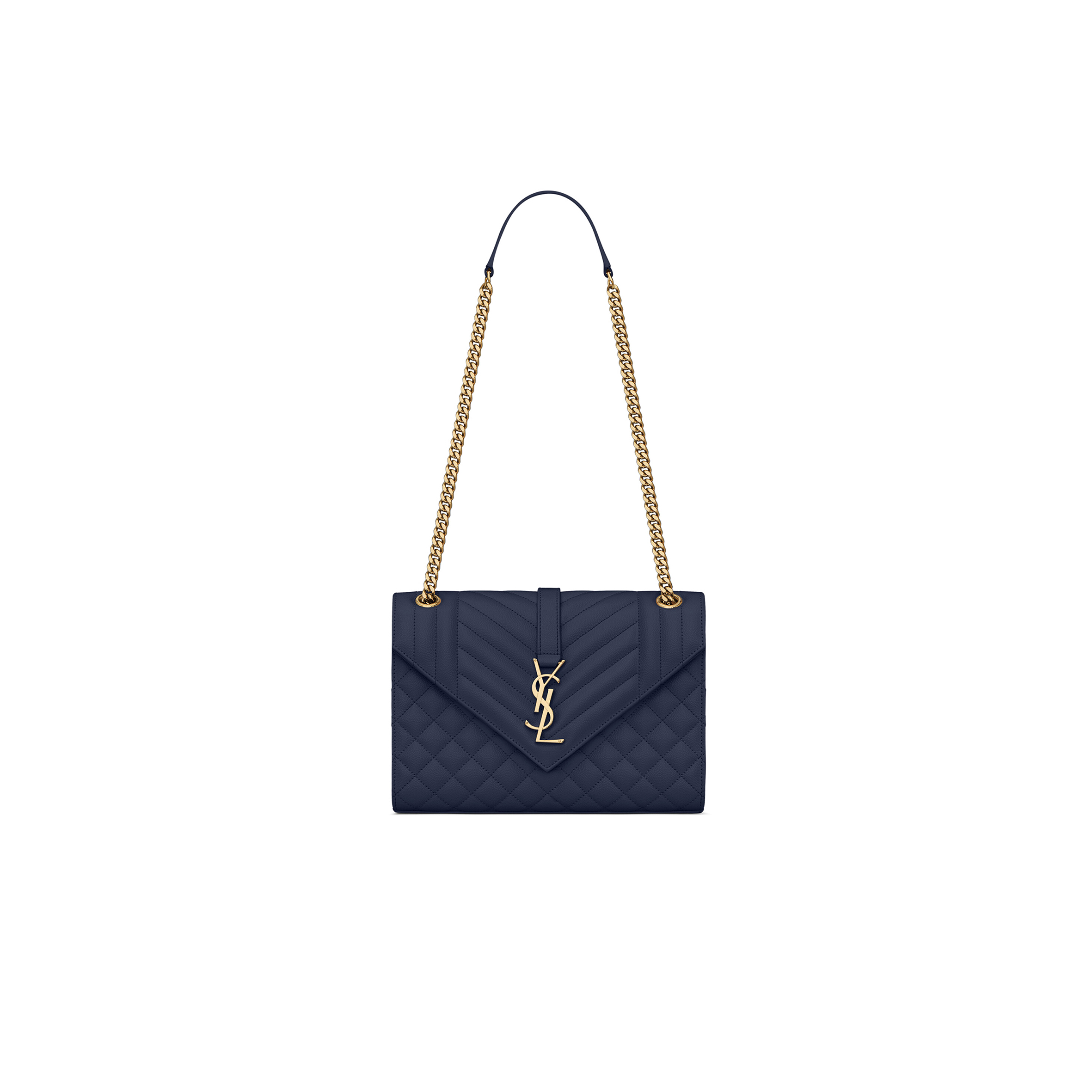 YSL ENVELOPE MEDIUM IN QUILTED GRAIN DE POUDRE EMBOSSED LEATHER 600185BOW914147 (24*17.5*6cm)